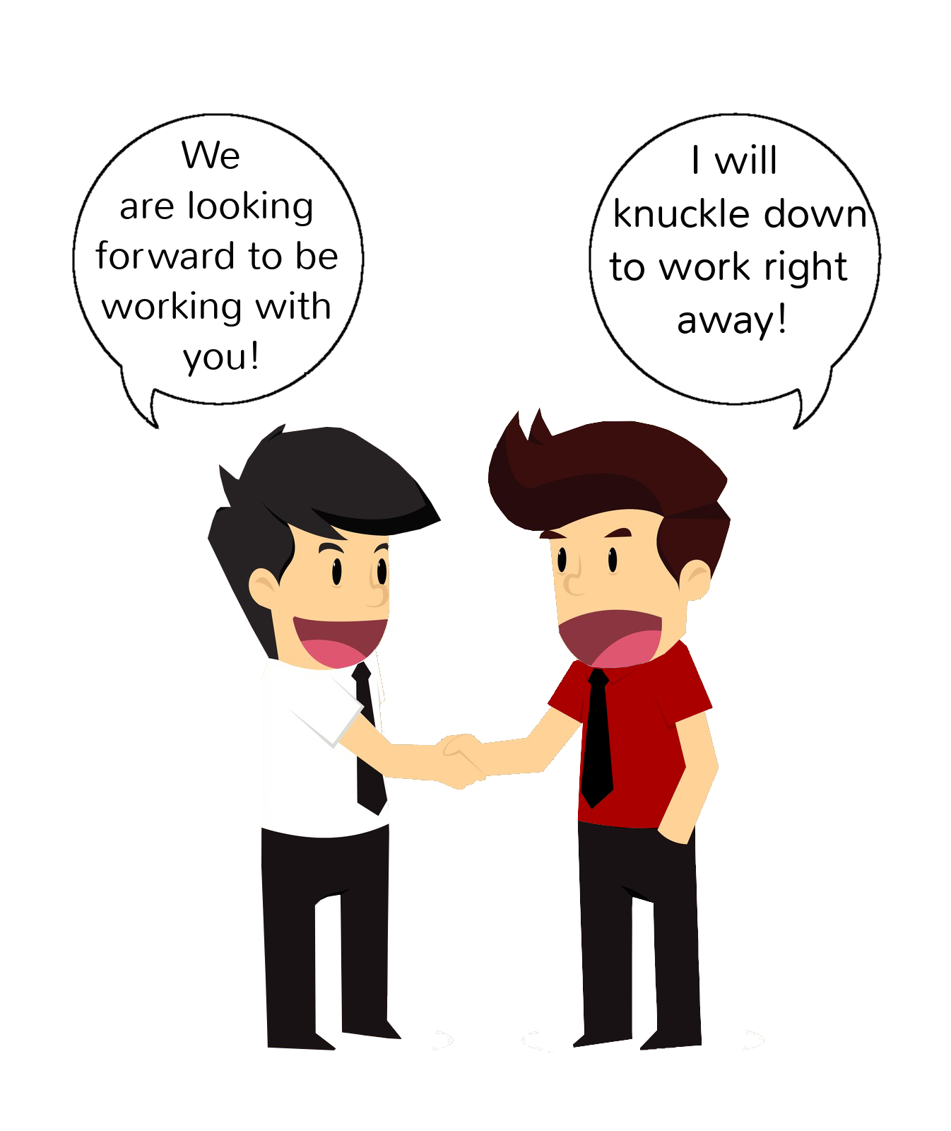 Zusammenarbeit Englisch 2 Cartoon Männer die zusammen arbeiten werden auf englisch